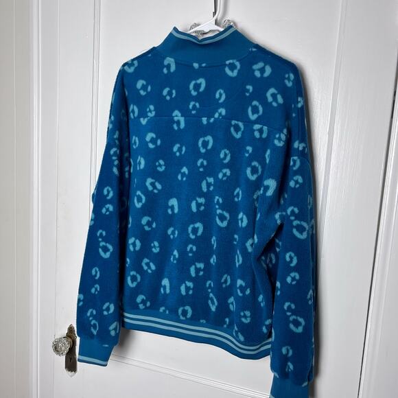 ZELOS Women's Blue Baggy Fleece Leopard Print Half Zip Pullover Jacket Size XL - Picture 4 of 7